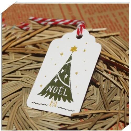 Noel Christmas DIY creative painted bookmark tag Message wishing card clothing with 4*7cm100 pieces