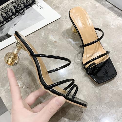 SONDR Summer Flip Flops Slippers Clear Transparent Med Heel Slides Fashion Round Ball Heel Slipper Sandals For Shoes Women