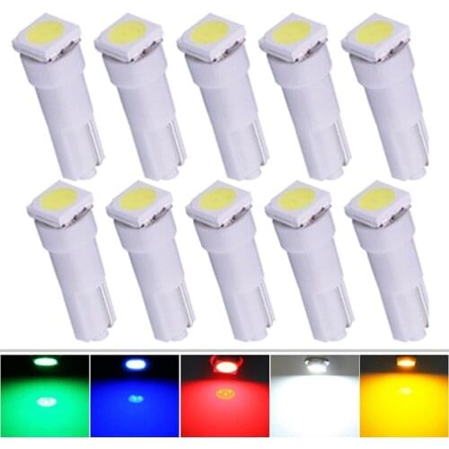10PCS T5 LED 17 37 73 74 SMD 5050 Auto LED Lamp for Car Dashboard Instrument Wedge Light Bulb 12V White Blue Red Yellow Green
