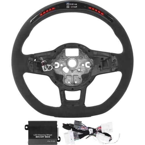 LED Shift Lights Display Steering Wheel Suede Flat Bottom for Volkswagen Golf MK7 GTI R Scirocco R 2013 2014 2015 2016 2017-2020