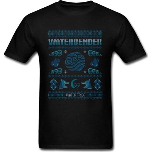 Water Tribe Sweater Pattern T-shirt Men Blue Tops Black Tee Summer Cold Style Clothing Cotton T Shirt Christmas Cartoon Tshirt