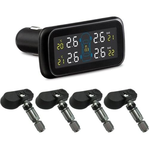 Universal Multifunction Car TPMS Tire Pressure Monitoring System LCD Display Car Cigarette Lighter Auto Security Alarm Systems