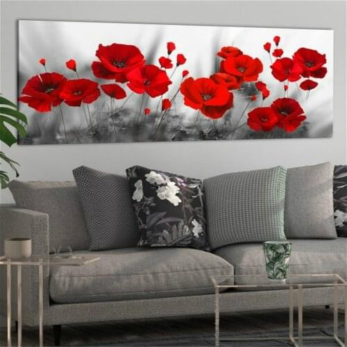 Waterproof Wall Art Poppy Flower Abstract Painting Print Canvas Nordic Poster Bathroom Wall Decor Color Flowers Home Decoration