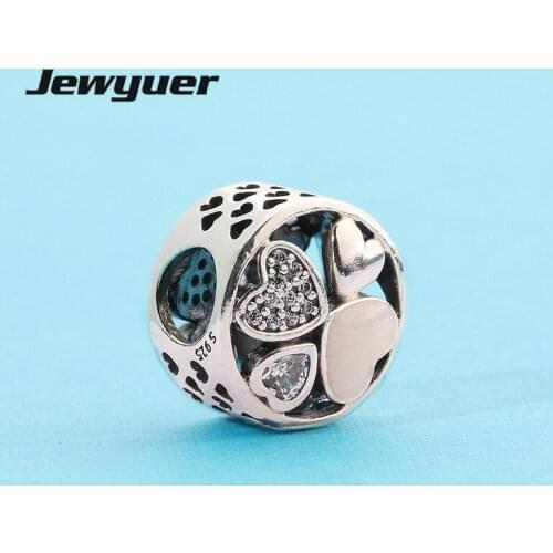 Fine jewelry Hearts of Love Openwork Charm 925 Sterling silver charms beads fit charm Bracelets necklace DIY Memnon be0103