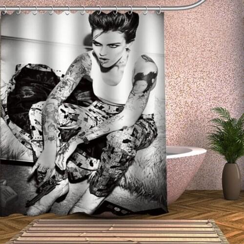 Ruby Rose Shower Curtain Eco-friendly Modern Fabric polyester Custom Bath Curtains Home Decor Curtains