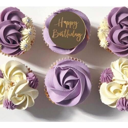 10Pcs/lot Gold Acrylic Happy Birthday Day Cupcake Cake Topper Dessert Party Cake Decorating Tools for Birthday Party 5cm