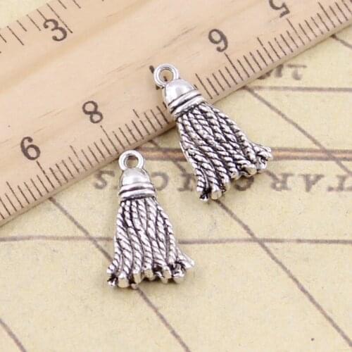 10pcs Charms Tassels Fringing 20x12mm Tibetan Bronze Silver Color Pendants Antique Jewelry Making DIY Handmade Craft