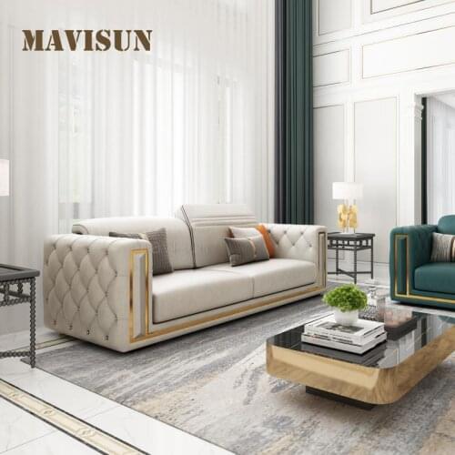 3-Seat Leisure Lounge Couch For Living Room Upholstered Chesterfield Sofa Lazy Armchairs Household Simplicity French Furniture