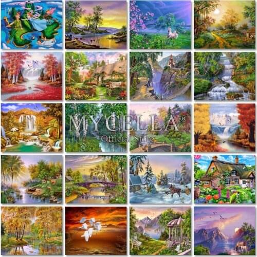 5D Diy Diamond Painting Cross Stitch Landscape Diamond Embroidery Forest Park Full Square Diamond Mosaic Pictures Needlework