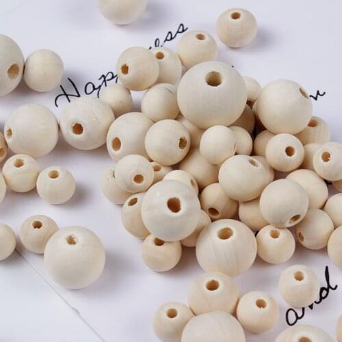 DIY 6-50mm Natural Wood Spacer Beads 1-500Pcs/Lot Eco-Friendly Wood Color Balls Lead-Free Baby Wooden Round Bead Wholesale