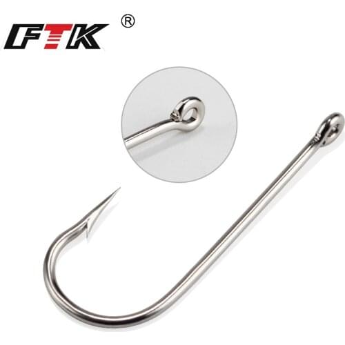 FTK Round 2335 Nickel Big Ringed Sea Hook 10#-20# 100Pcs/Box Hooks From Norway For Jigging Carp Anzol Fishhook Fishing Tackle