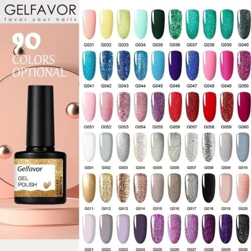 GELFAVOR Gel Nail Polish Glitter 8ML Semi-permanent Varnish Hybrid UV Gel Polish For Nail Art Manicure Nail Gel Varnishes