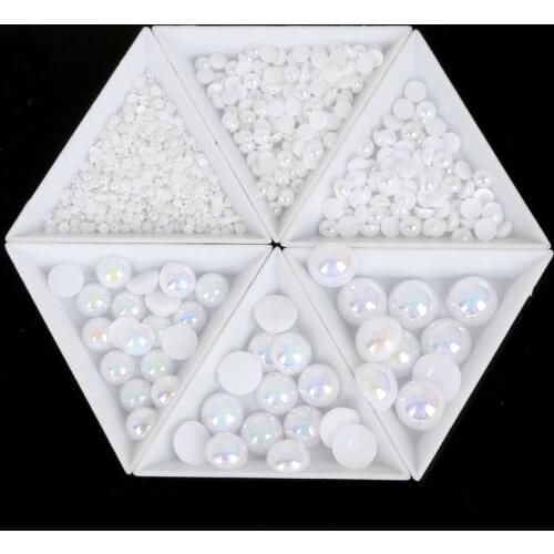 3/4/5/6/8/10/12/14mm Glue on Craft ABS Imitation nail Art Half Pearls Flatback Pearls Resin Scrapbook Beads Decorate