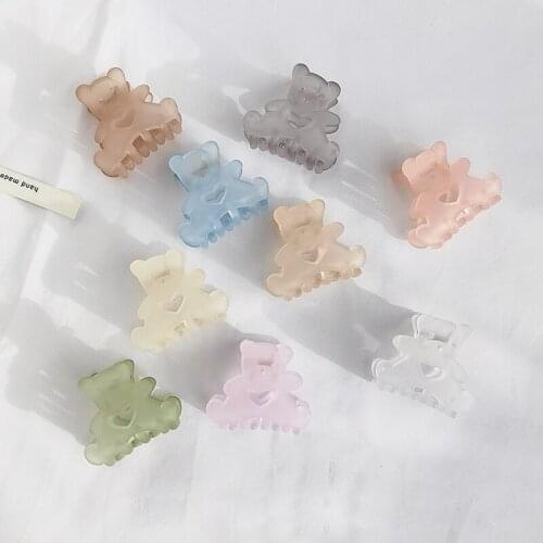 Candy Color Bear Hairpins Girls Kids Acrylic Hair Clips Matte Hair Claws Crab Hair Accessories Hair Styling Tools Hair Crab Hot