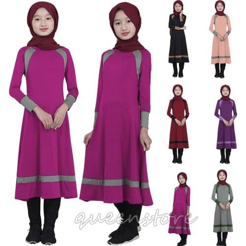 Muslim Girls Abaya Islamic Kids Prayer Dress Ramadan Kaftan Caftan Jilbab Child Arab School Robe Abayas Jilbab Musulman Clothes