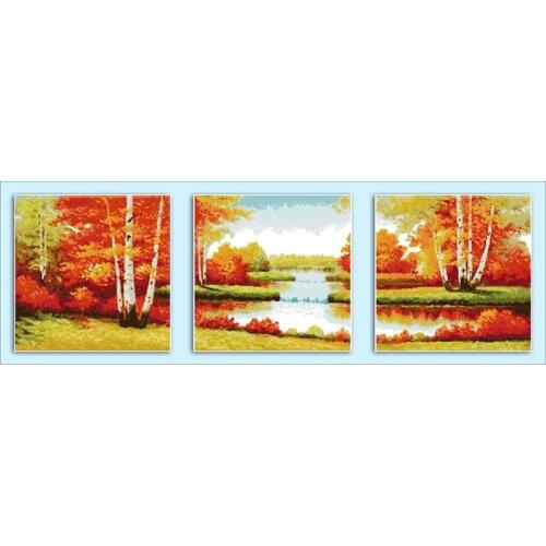 Good luck in golden autumn cross stitch kit 18ct 14ct 11ct count printed canvas stitching embroidery DIY handmade needlework