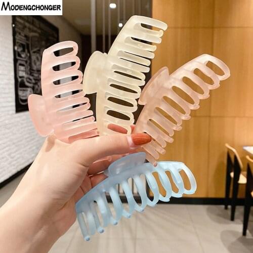 2021 New Claw Clip for Women Transparent Colorful Plastic Hair Claw Large Size Hair Clamps Crab for Hair Accessories for Hair
