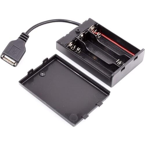 DC4.5V Portable 3 x AA Batteries Holder Case USB Power Supply Battery Storage Box Cover For 5050 3528 2835 LED Strip Lights