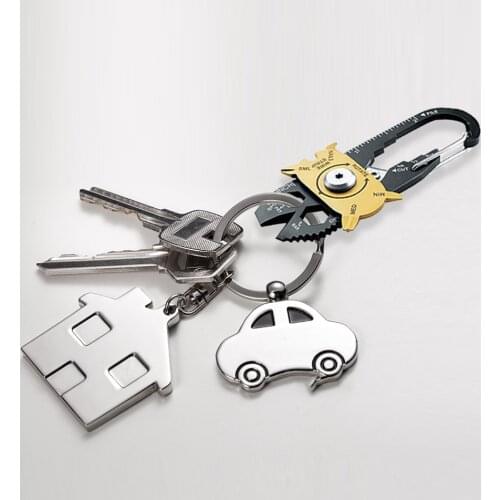 Portable 20-In-1 Stainless Steel Wrench Screwdriver Multi Tools Key Ring Screwdriver Wrench Set Outdoor Multitool Keychain