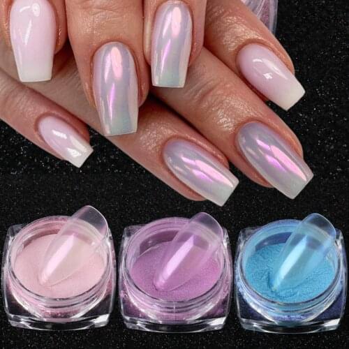 0.5g/Box Aurora Nail Powder Glitter Shiny Transparent Chameleon Pigment Dust Mermaid Mirror Chrome Nail Art Decorations TR1786-1