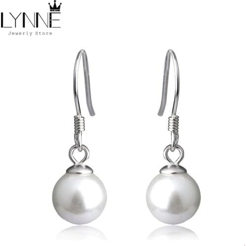 Hot Sale Delicate 10MM Freshwater Pearl Drop Earrings Silver Color Ethnic Style Pendant Earring For Women Simple Jewelry Gift