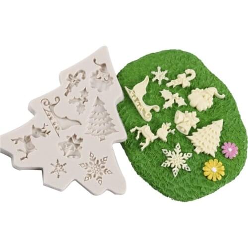 Deer Christmas Tree Silicone Mold Chocolate Fondant Christmas Cake Decoration Handicraft Resin Mold Clay Grinder Soap Mold