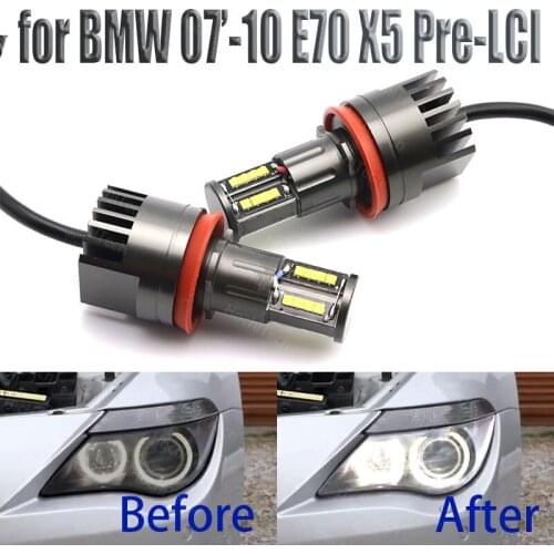 160W Bright White Color LED Angel Eye Halo Light H8 No Error for BMW 2007-2010 X Series E70 X5 (Pre-LCI)