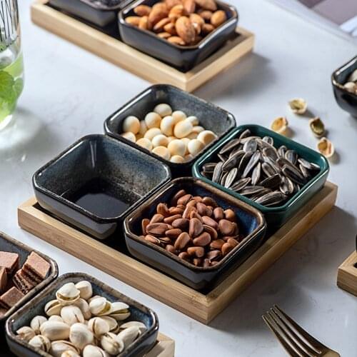 Fruit snack plate, ceramic hot pot restaurant side dish dipping saucer, dried fruit plate, divided snack plate