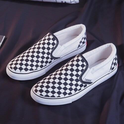 2021 Spring New Low-cut Canvas Shoes, Retro Hong Kong Flavor, Black and White Grid Board Shoes, Personality and Leisure