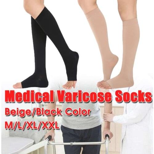Unisex Compression Socks Men Women Medical Varicose Veins Leg Relief Pain Knee Bare Toe Breathable High Stockings