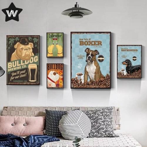 Bulldog Vintage Metal Sign Dog Cat Metal Poster Wall Sticker Retro Style Tin Sign for Bathroom Decor Shabby Metal Sign Tin Plate