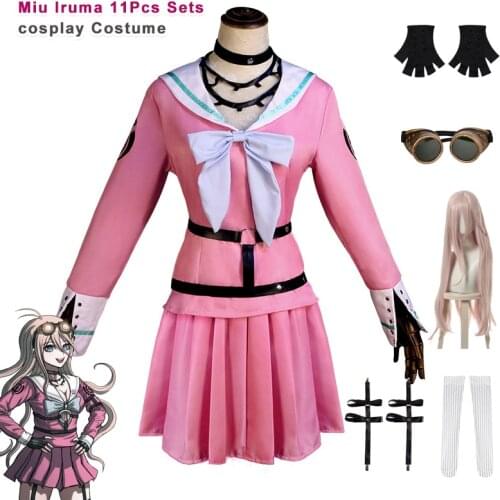 Danganronpa V3 Miu Iruma Cosplay Sailor Suit Girls Dress Skirt Wig Kawaii School Uniform Woman Clothes Luminous Glasses Headwear