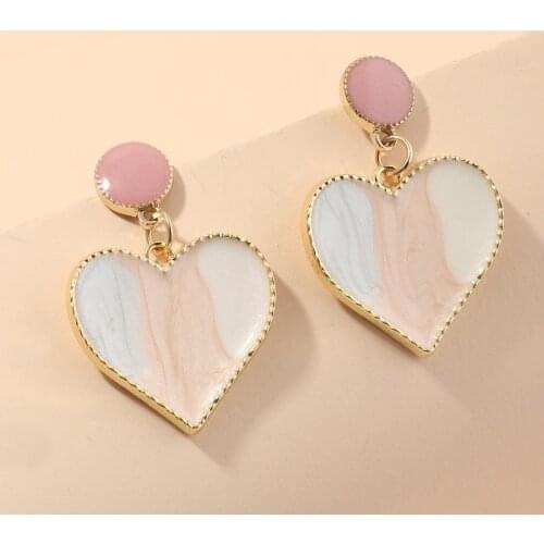 New Elegant Classic Colorful Drop oil Hollow Out Heart Shape Stud Earrings For Women Trendy Accessories