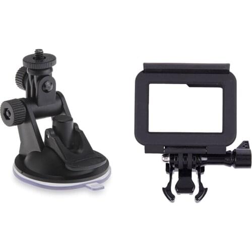 1Pcs Suction Fixing Holder Car Mount & 1Pcs Plastic Protective Standard Border Frame Case for Gopro Hero 5