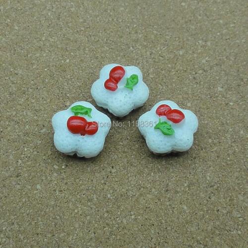 1pcs/lot resin white cherry plate Cake 15mm Cabochons Scrapbooking Hair Bow Center Card Frame Making Craft DIY B009-10