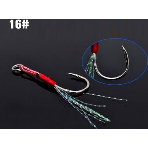 10pcs/Lot Fishing Jigging Fishing Cast Jigs Assist Hooks Thread Feather