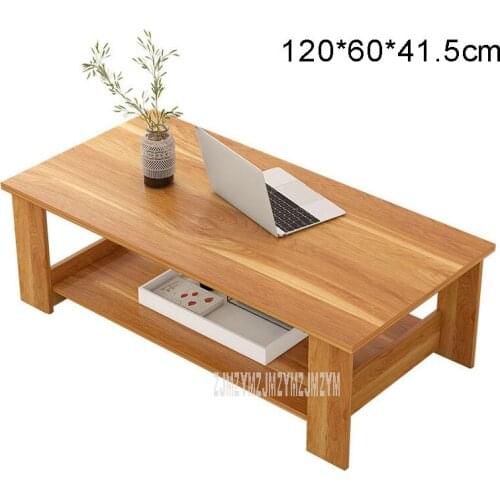 120cm Rectangular Modern Simple Wood Tea Table 2 Layer Sofa Side Bedside Wooden Leisure Table Fashion Living Room Furniture