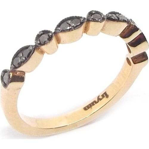 14k Gold Natural Black Diamond Half Ring PY1881