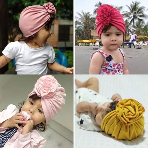 20 Colors Baby Hat for Girls Flowers Turban Hats Infant Photography Props Cotton Kids Beanie Baby Cap Accessories Children Hats