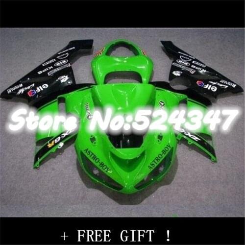 2005 2006 ZX6R green black Body Kit Fairing for Kawasaki Ninja zx-6r 05 06 ZX 6R ZX-636 2005 2006 Aftermarket Motorcycle-Nn