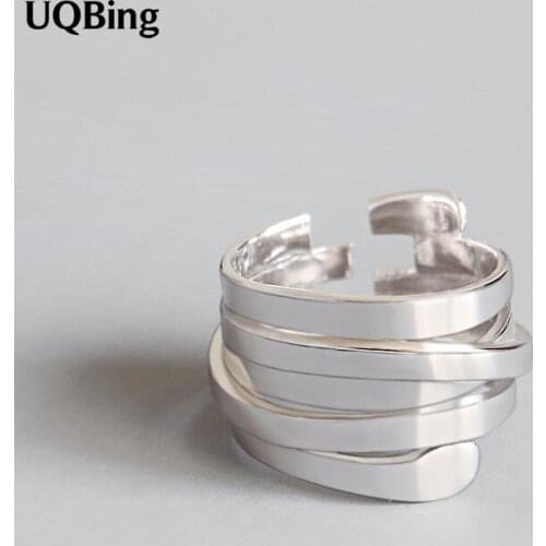 2019 Wholesale Exquisite Open 925 Sterling Silver Glossy Multi-layer Winding Ring Women Jewelry