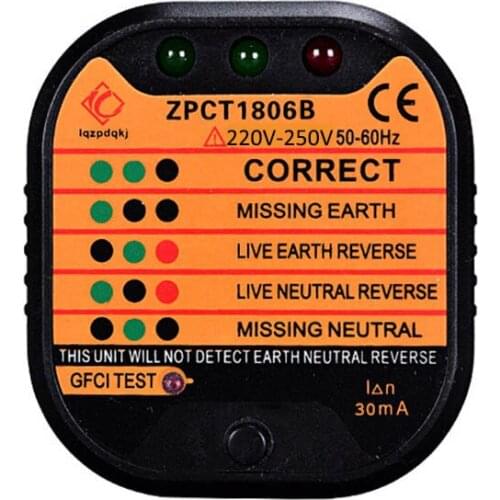 220V-250V 50-60Hz Socket Tester Mains Outlet Tester with LED Display Neutral Live Earth Wire Testing RCD Test - EU Plug.US Plug
