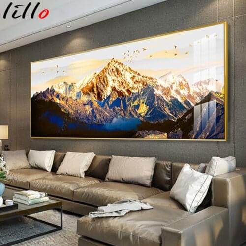 Abstract Mountain peaks, snow-capped mountains, mountains decorative painting painting on canvas landscape gold wall art poster