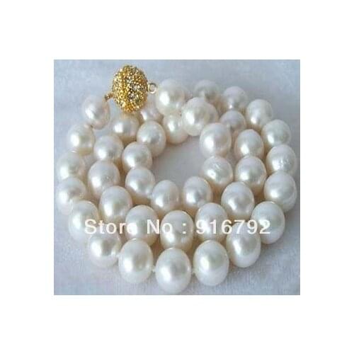 Free P&P *****Beautiful 9-10mm real white pearl necklace