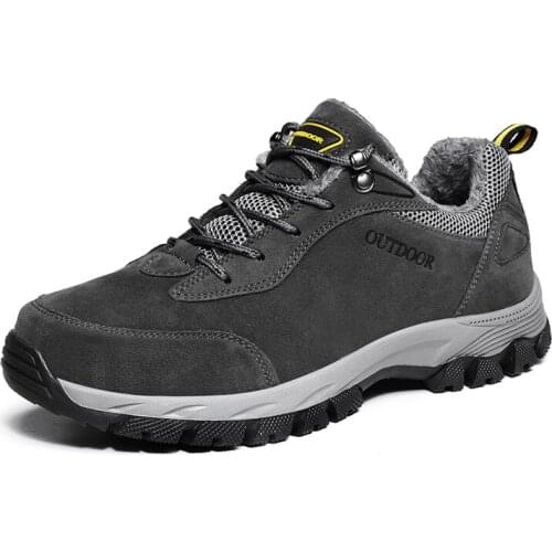 Winter Leather Ankle Boots Men Casual Shoes Outdoor Waterproof Work Tooling Mens Hiking Boots Sneakers Warm Military Snow Boots