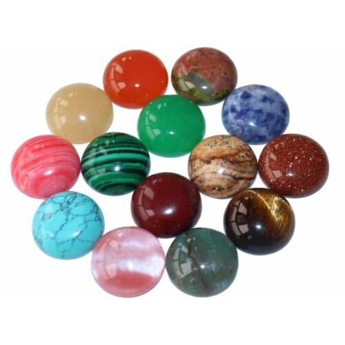 10pcs / lot Natural Stone 6 8 10 12 14 16 18 20mm Beads Round Beads Cabochon Cameo Fit Pendant For Jewelry Charm Diy Necklace