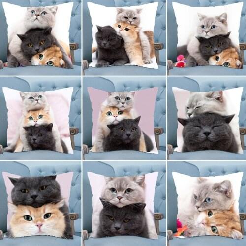 Cute Cat 3D Pattern Waist Cushion Cover Throw Pillow Case Car Home Sofa Decor