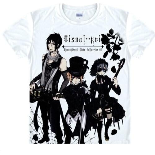Black Butler T-shirts kawaii Japanese Anime t-shirt Manga Shirt Cute Cartoon Ciel Sebastian Grell Cosplay shirts 45010217839 25