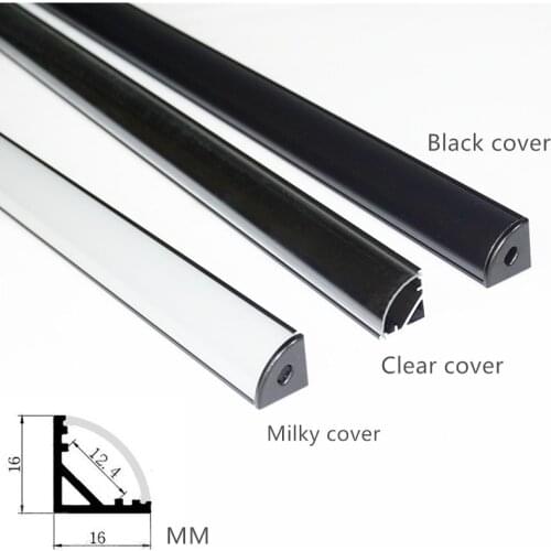 50CM 20Inch Black Corner led Aluminium Profile,V 5V 12V 24V Closet Tool Box Cabinet Wardrobe Mirror Showcase Bar Light Diffuser