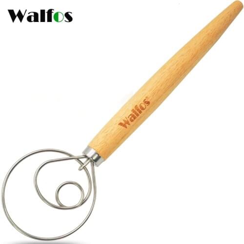 WALFOS Danish Dough Stainless Steel Danish Dough Whisk Baking Pastry Blender Egg Beater Tools for Bread Making